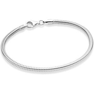 Solid 925 Sterling Silver Italian 3mm Snake Chain Bracelet